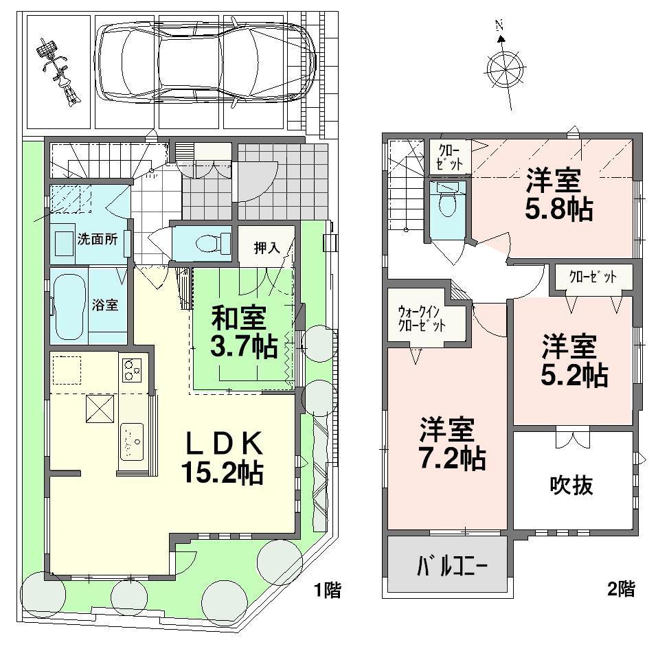 Floor plan. 50,800,000 yen, 4LDK, Land area 92 sq m , Building area 88.92 sq m