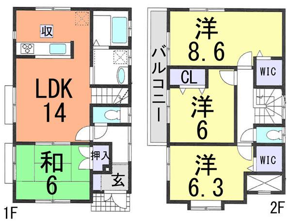 Floor plan. 35,800,000 yen, 4LDK, Land area 100.42 sq m , Building area 96.05 sq m