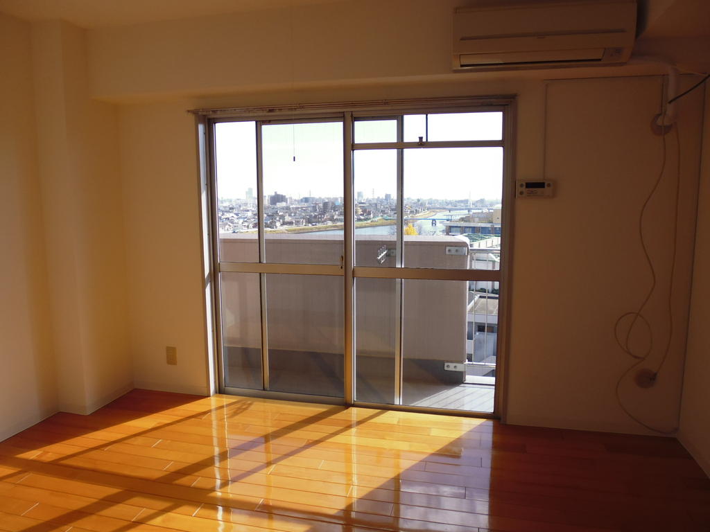 Living and room. Shiny flooring