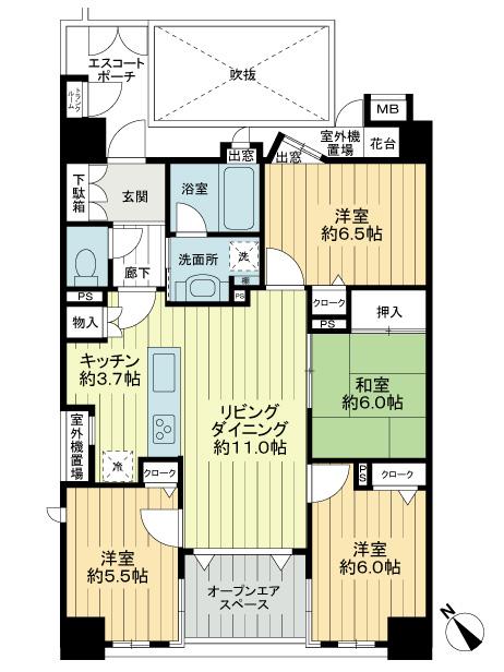 Floor plan. 4LDK, Price 26,800,000 yen, Occupied area 78.94 sq m , Balcony area 5.4 sq m