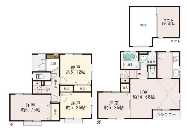Floor plan. (G Building), Price 29,800,000 yen, 3LDK+S, Land area 77.03 sq m , Building area 87.46 sq m