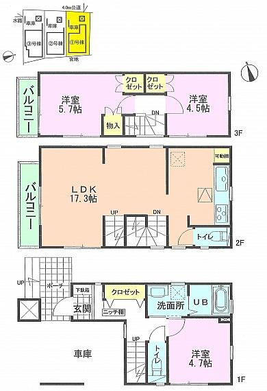 Floor plan. 29,800,000 yen, 3LDK, Land area 64.02 sq m , Building area 93.46 sq m Floor