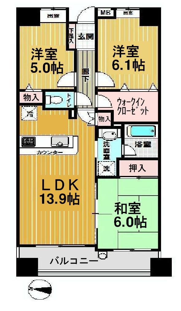 Floor plan. 3LDK, Price 28.8 million yen, Occupied area 67.91 sq m , Balcony area 10.89 sq m