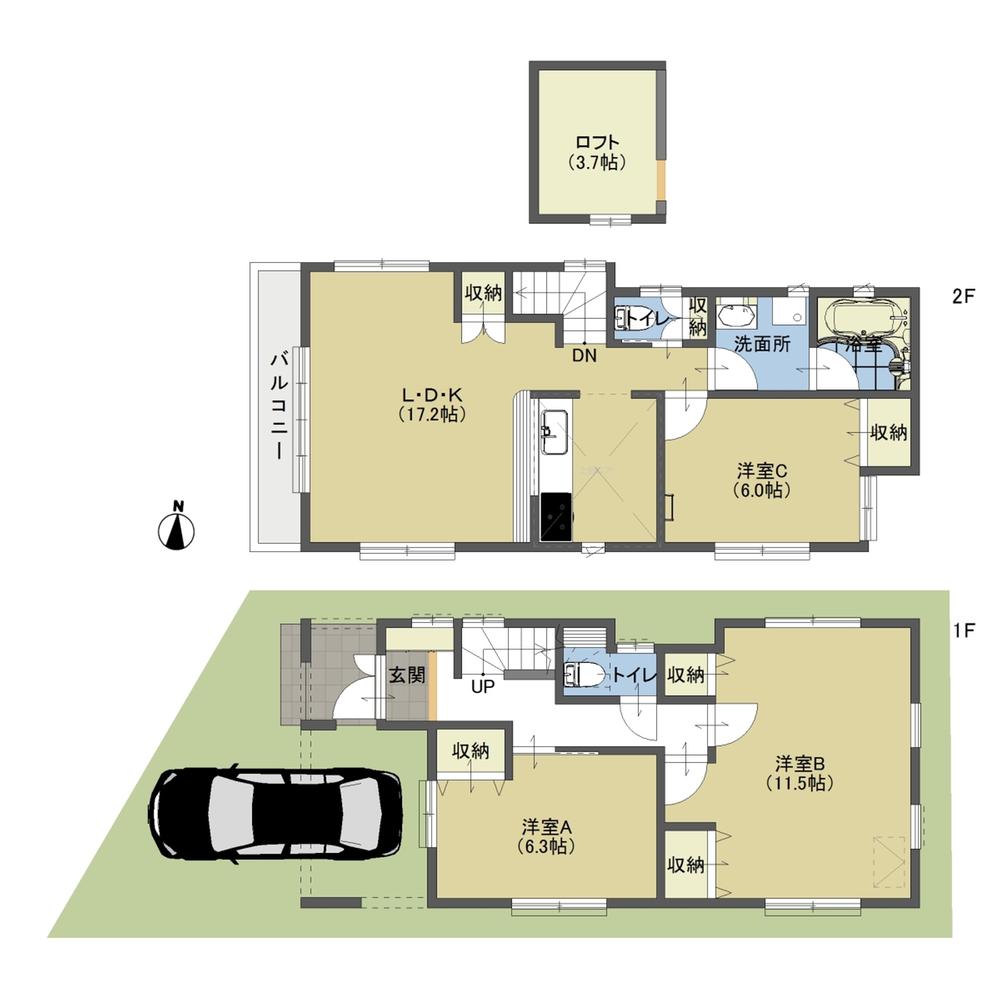 Floor plan. Price 28.5 million yen, 3LDK, Land area 89.67 sq m , Building area 105.09 sq m