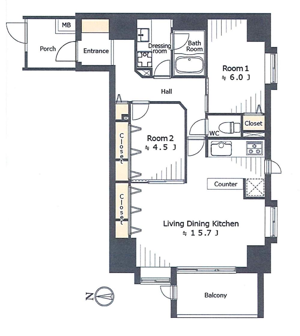 Floor plan. 2LDK, Price 28.8 million yen, Occupied area 67.62 sq m , On the balcony area 6.63 sq m southwest angle dwelling unit is 67.62 sq m!
