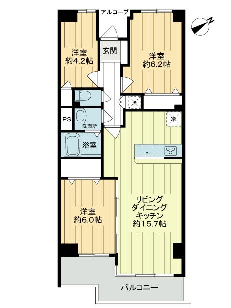 Floor plan. 3LDK, Price 18,800,000 yen, Occupied area 68.43 sq m , Balcony area 8.3 sq m