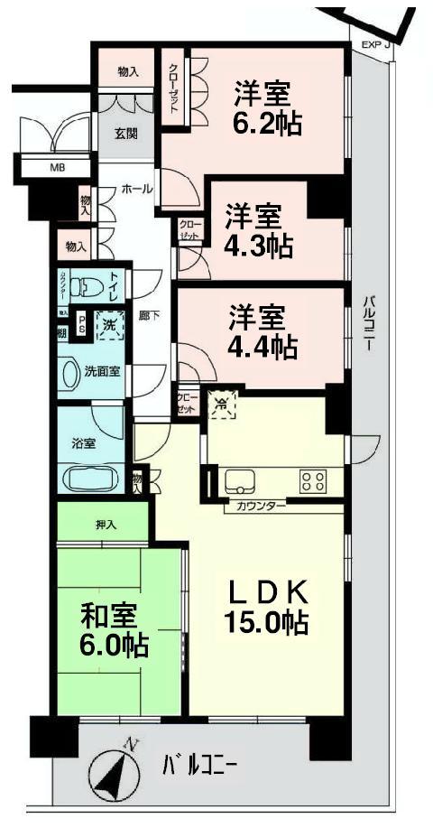 Floor plan. 4LDK, Price 35,900,000 yen, Footprint 81.8 sq m , Balcony area 24.88 sq m