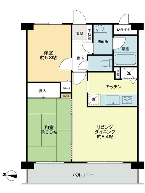 Floor plan. 2LDK, Price 7.1 million yen, Occupied area 50.04 sq m , Balcony area 8.32 sq m   ◆ It is 2LDK room ◆ ◎ footprint (50.04 sq m) ◎ balcony (8.32 sq m)