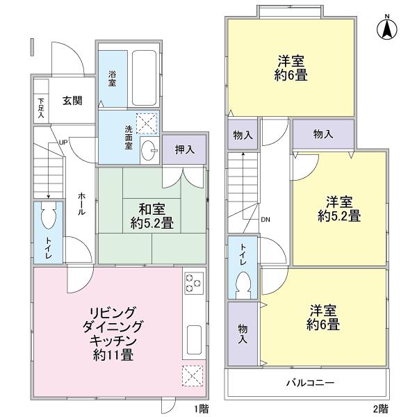 Floor plan. 19,800,000 yen, 4LDK, Land area 84.36 sq m , Building area 84.04 sq m