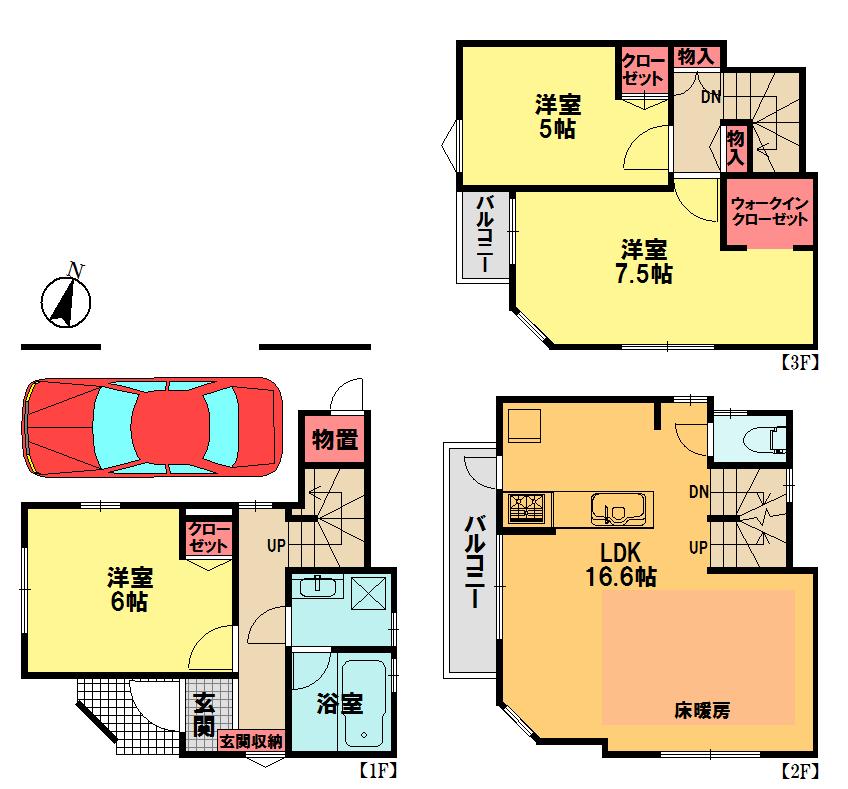 Floor plan. 33,800,000 yen, 3LDK, Land area 57.1 sq m , Building area 84.71 sq m