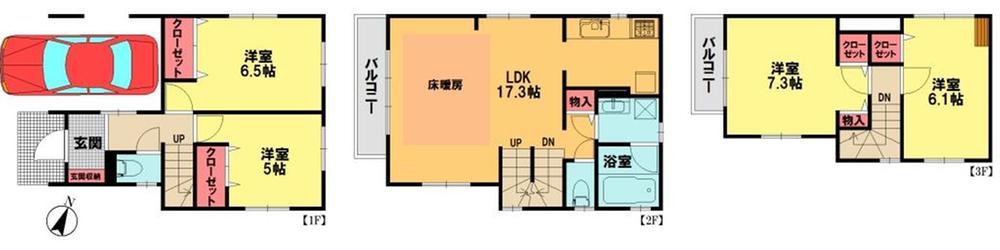 Floor plan. (C Building), Price 34,800,000 yen, 4LDK, Land area 66.12 sq m , Building area 96.99 sq m