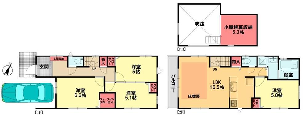 Floor plan. (D Building), Price 35,800,000 yen, 4LDK, Land area 78.01 sq m , Building area 92.74 sq m