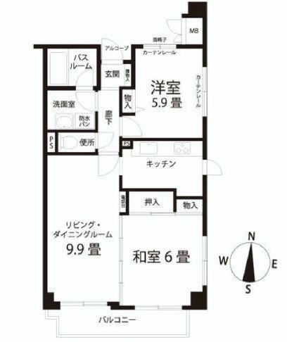 Floor plan. 2LDK, Price 23.8 million yen, Occupied area 58.78 sq m , Balcony area 5.92 sq m