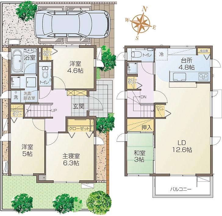 Floor plan.  [No. 2 place] So we have drawn on the basis of the Plan view] drawings, Plan and the outer structure ・ Planting, etc., It may actually differ slightly from.  The car is not included in the price. 