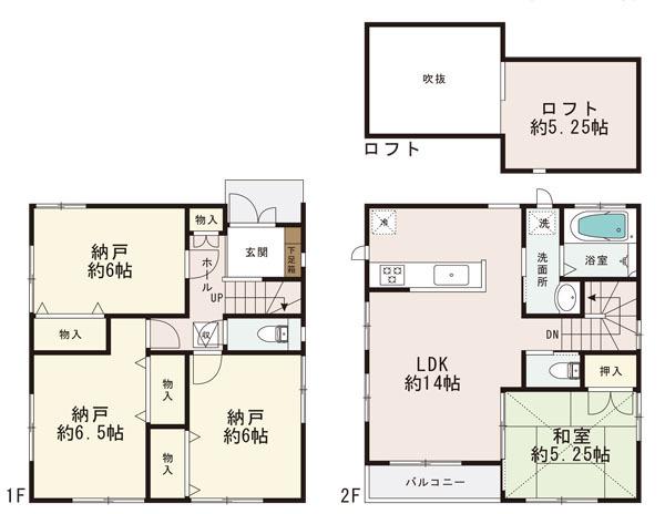 Floor plan. 32,800,000 yen, 4LDK, Land area 98.14 sq m , Drenched natural light from the building area 89.01 sq m open-air atrium