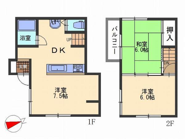 Floor plan. 9.9 million yen, 3K, Land area 48.75 sq m , Building area 51.6 sq m floor plan