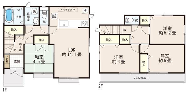 Floor plan. (D Building), Price 29,800,000 yen, 4LDK, Land area 122.99 sq m , Building area 90.05 sq m