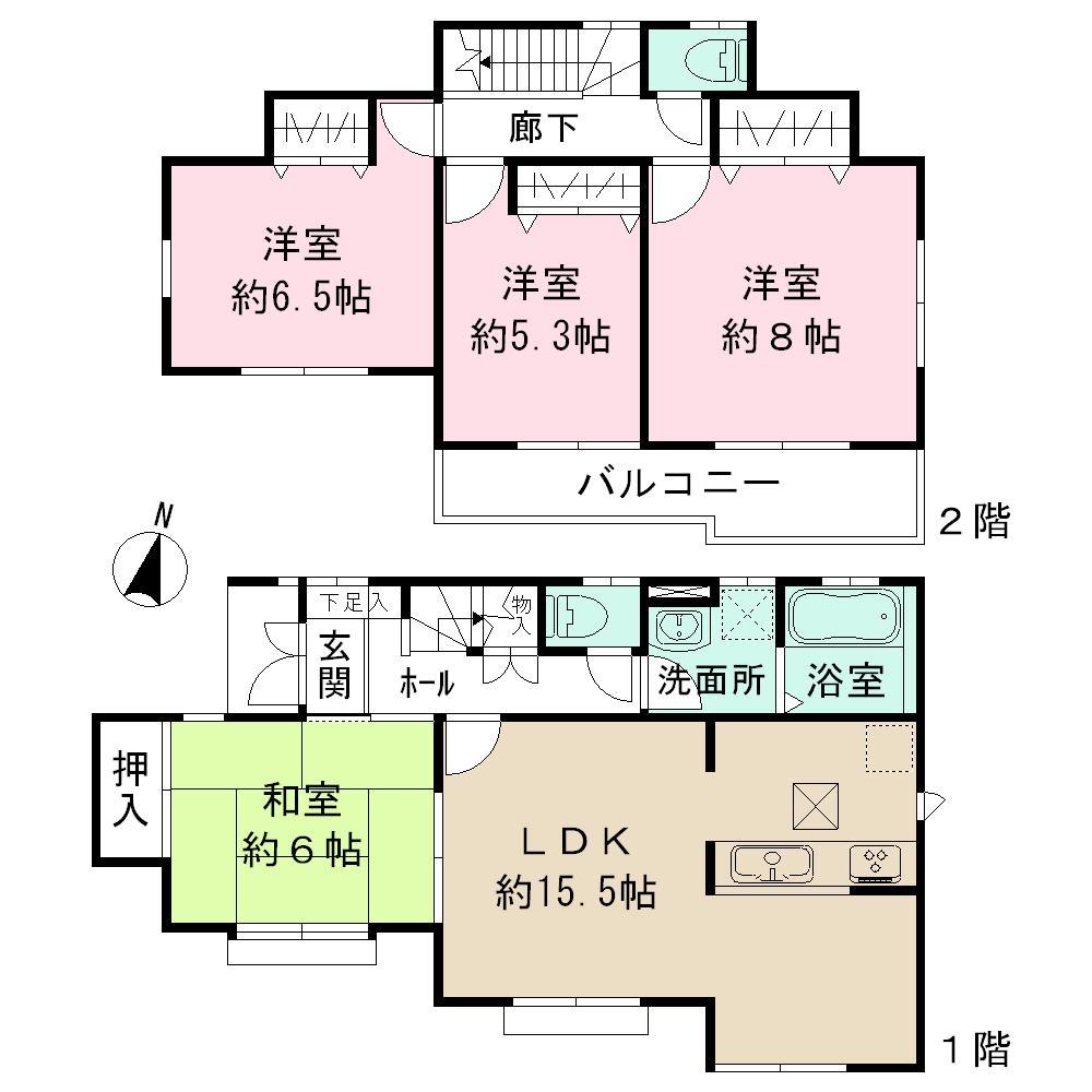 Floor plan. 44,800,000 yen, 4LDK, Land area 100 sq m , Building area 96.05 sq m