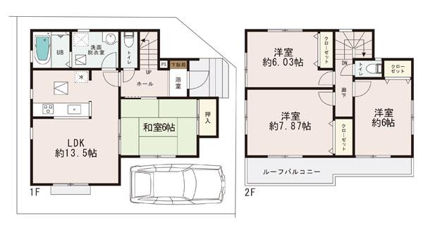 Floor plan. 34,800,000 yen, 4LDK, Land area 88.42 sq m , Building area 92.94 sq m