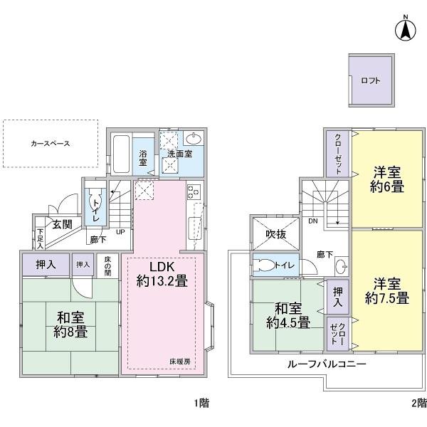 Floor plan. 40,500,000 yen, 4LDK, Land area 93.63 sq m , Building area 94.81 sq m 4LDK type