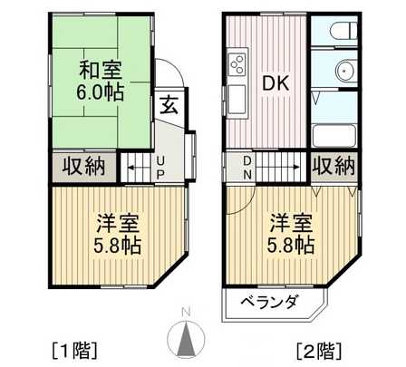 Floor plan. 19,800,000 yen, 2LDK, Land area 65.93 sq m , Building area 50.5 sq m