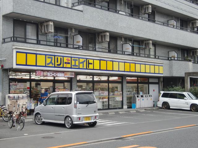 Convenience store. Three Eight 300m until Nishimizumoto shop