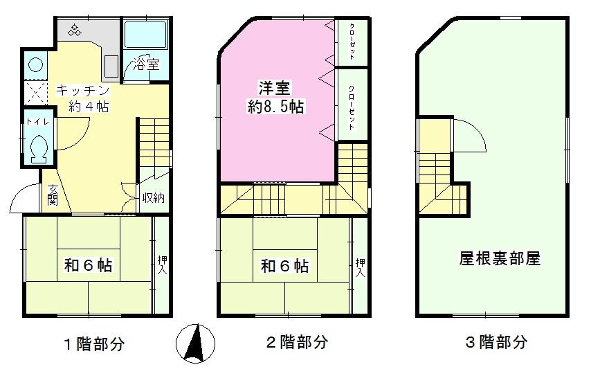 Floor plan. 14.8 million yen, 3K, Land area 41.96 sq m , Building area 96.06 sq m