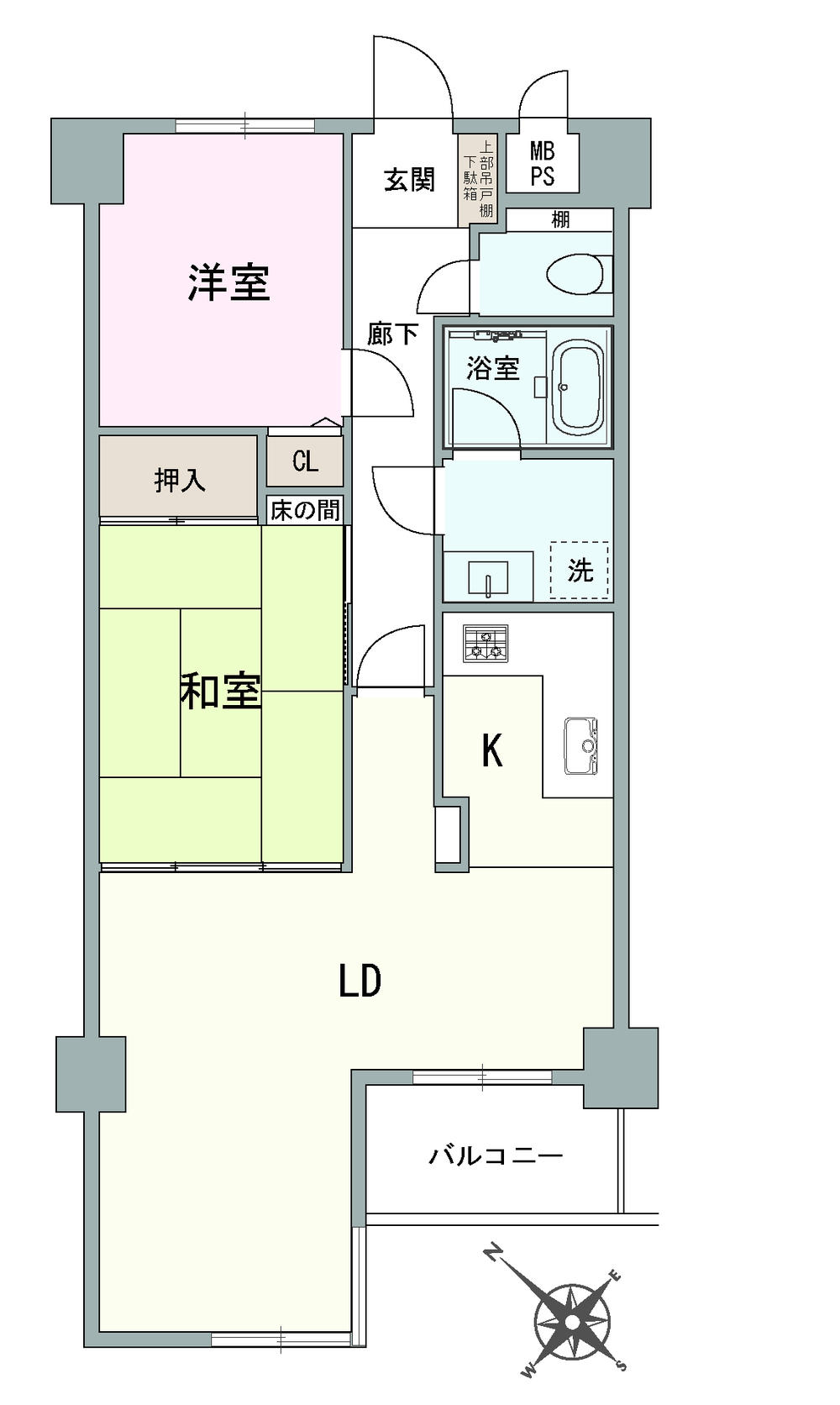 Floor plan. 2LDK, Price 16.8 million yen, Occupied area 59.13 sq m , Balcony area 4.05 sq m