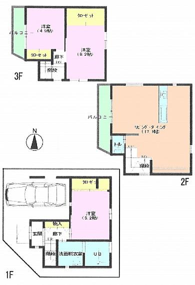 Floor plan. 39,800,000 yen, 3LDK, Land area 49.62 sq m , Building area 84.36 sq m Floor