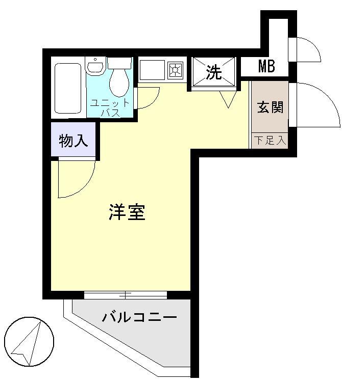 Floor plan. Price 3.9 million yen, Occupied area 16.03 sq m , Balcony area 2.83 sq m