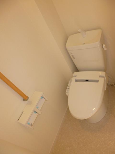 Toilet. Shower toilet There is also handrail