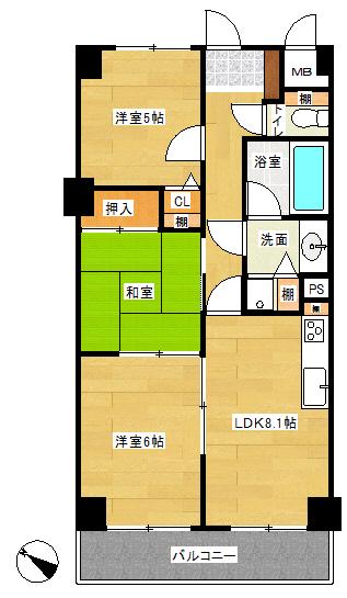 Floor plan. 3LDK, Price 21,980,000 yen, Footprint 56.1 sq m , Balcony area 7.7 sq m Floor