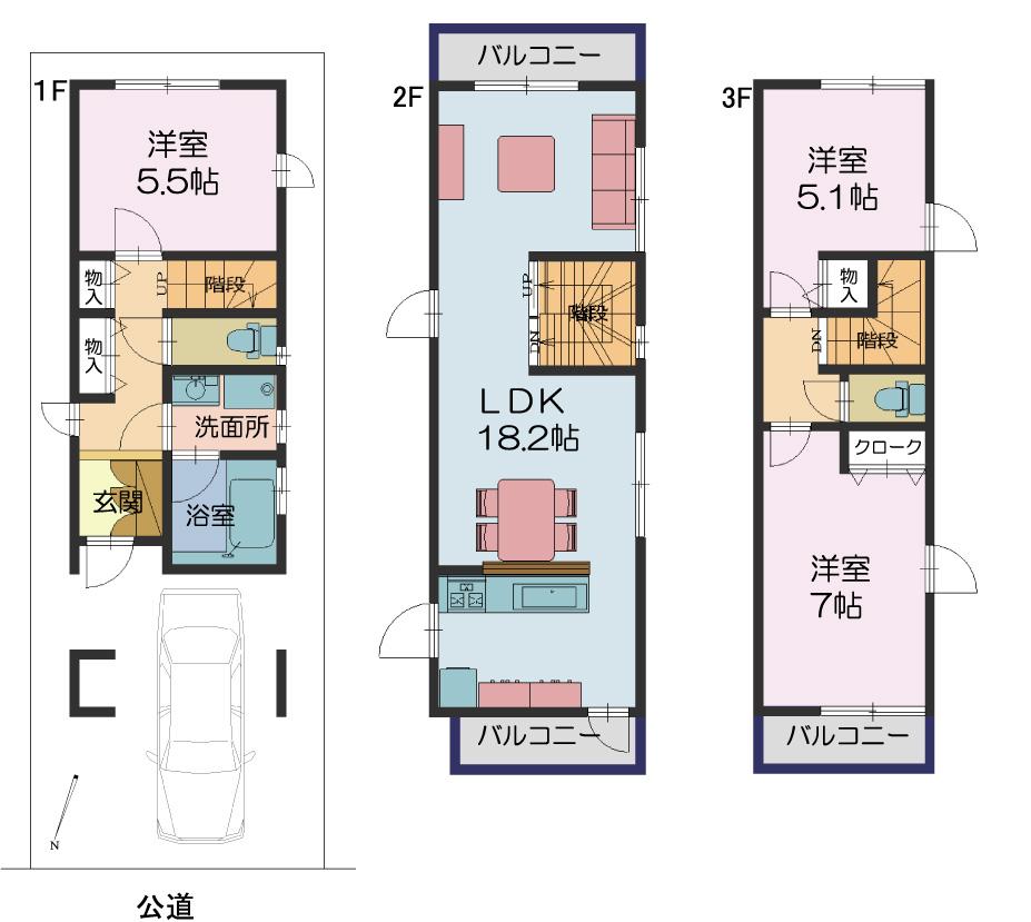 Floor plan. 35,800,000 yen, 3LDK, Land area 66.24 sq m , Building area 90.88 sq m