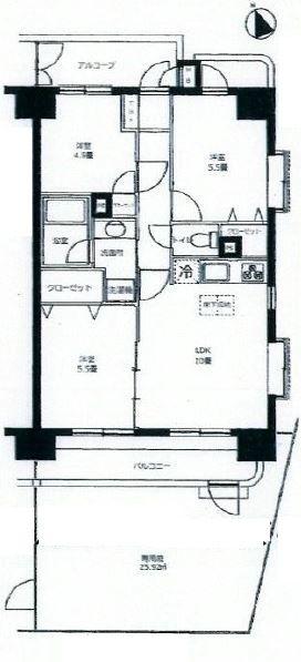 Floor plan. 3LDK, Price 19,800,000 yen, Occupied area 57.78 sq m , Balcony area 9.77 sq m
