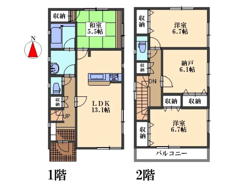 Floor plan. (Building 2), Price 39,800,000 yen, 3LDK+S, Land area 99.48 sq m , Building area 91.92 sq m