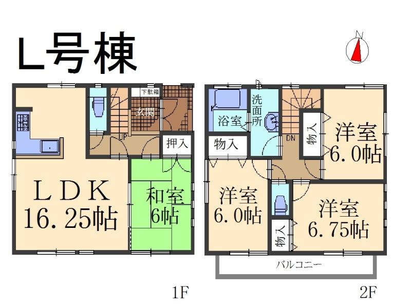 Floor plan. (L Building), Price 37,800,000 yen, 4LDK, Land area 80.07 sq m , Building area 96.05 sq m