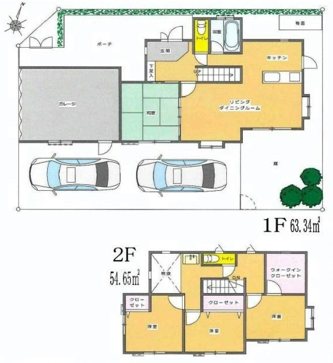 Floor plan. 39,800,000 yen, 4LDK, Land area 219.37 sq m , Building area 117.99 sq m spacious two-story