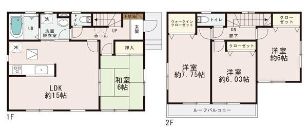 Floor plan. (Building 2), Price 28.8 million yen, 4LDK, Land area 105.34 sq m , Building area 96.88 sq m