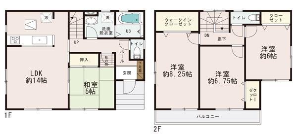 Floor plan. (4 Building), Price 29,800,000 yen, 4LDK, Land area 105.34 sq m , Building area 97.7 sq m
