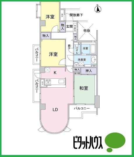 Floor plan. 3LDK, Price 23.8 million yen, Occupied area 80.35 sq m , Balcony area 9.49 sq m