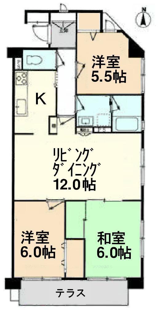 Floor plan. 3LDK, Price 14.3 million yen, Occupied area 66.53 sq m