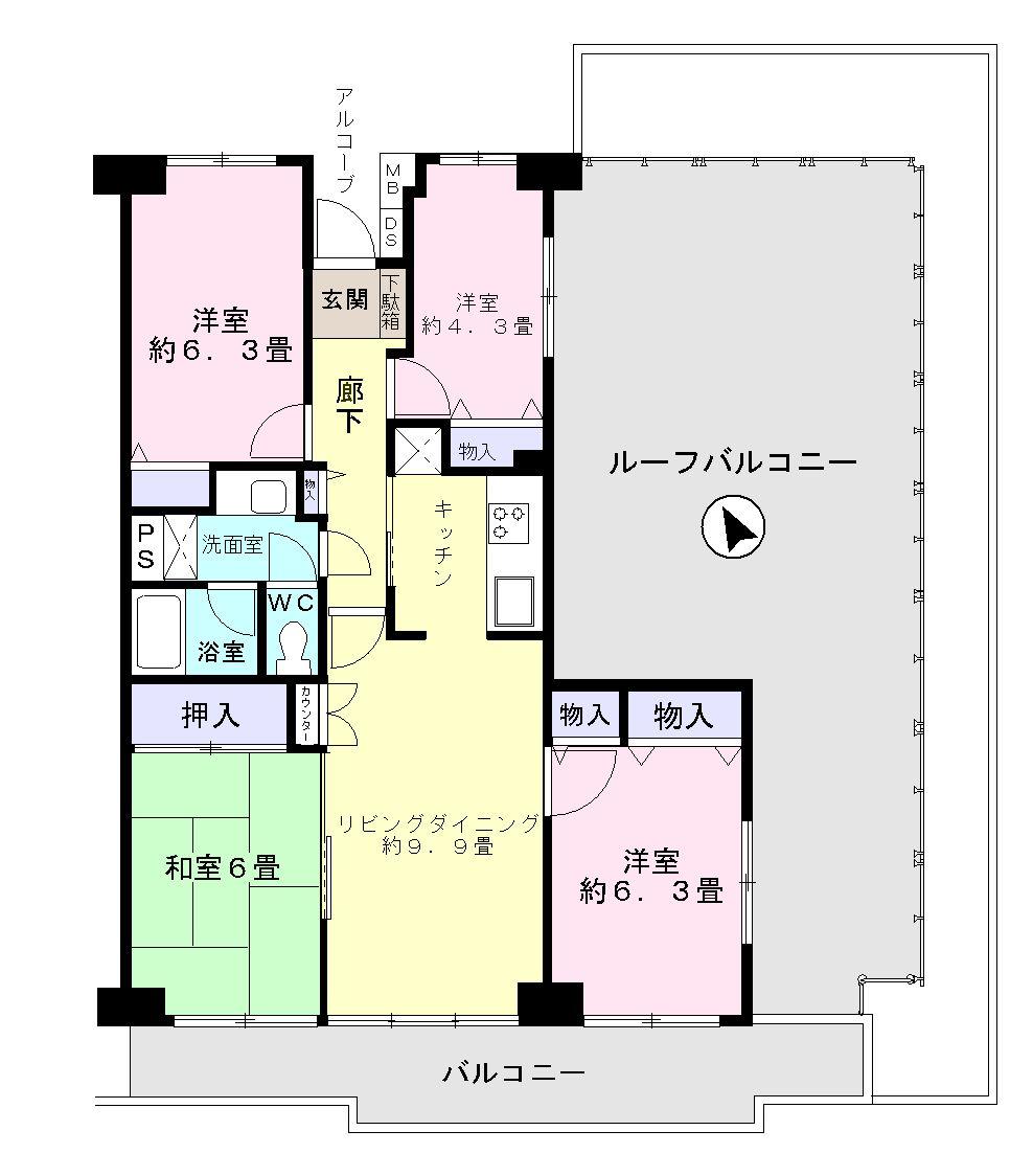 Floor plan. 4LDK, Price 23.8 million yen, Occupied area 77.93 sq m , Balcony area 13.83 sq m