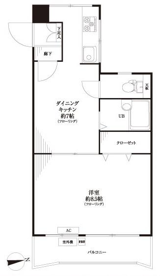 Floor plan. 1DK, Price 7.8 million yen, Occupied area 35.11 sq m , Balcony area 4.5 sq m