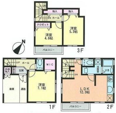 Floor plan. 37,800,000 yen, 3LDK, Land area 50.33 sq m , Building area 85.17 sq m