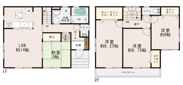 Floor plan. (4 Building), Price 29,800,000 yen, 4LDK, Land area 105.34 sq m , Building area 97.7 sq m