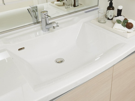 Bathing-wash room.  [Counter-integrated basin bowl] Beautiful in appearance, You can expect an effect of suppressing the occurrence of stain and mold since there are no seams, It is also easy daily care.