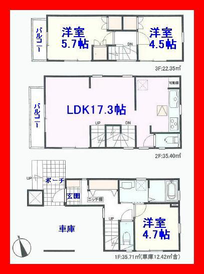 Floor plan. 29,800,000 yen, 3LDK, Land area 64.02 sq m , Building area 93.46 sq m