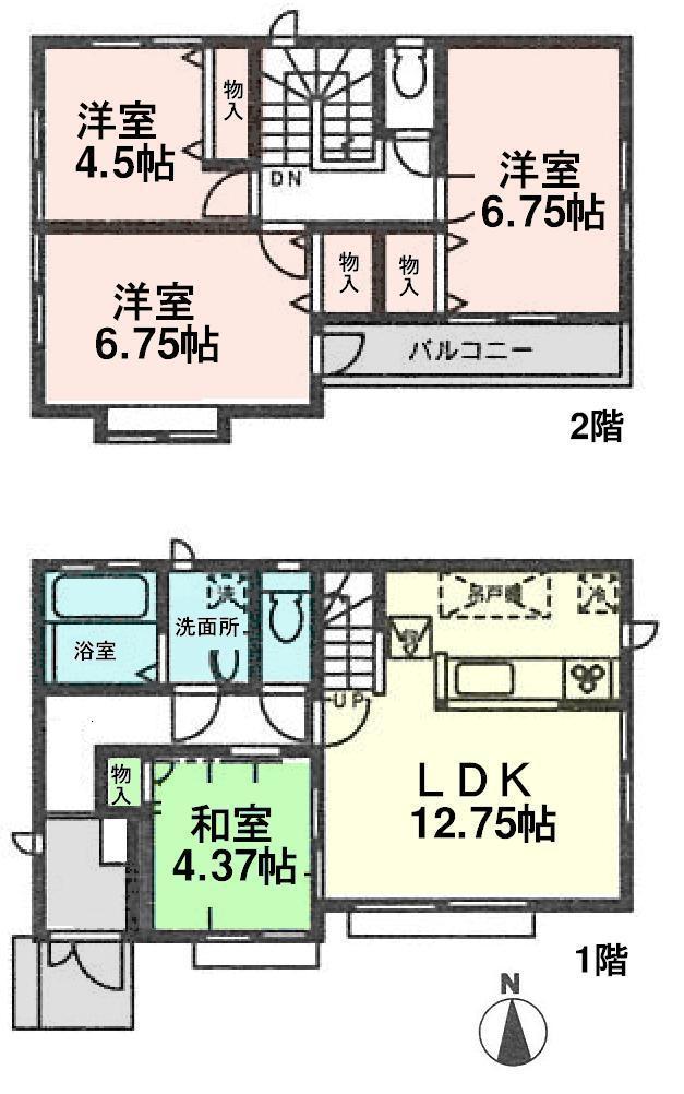Floor plan. (B Building), Price 35,900,000 yen, 4LDK, Land area 93.82 sq m , Building area 86.12 sq m