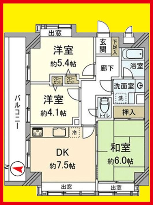 Floor plan. 3DK, Price 13.8 million yen, Occupied area 55.02 sq m , Balcony area 10.08 sq m 3LDK