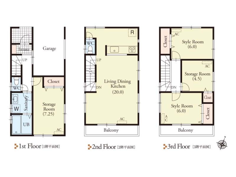 Floor plan. (1 Building), Price 37,800,000 yen, 2LDK+2S, Land area 81.48 sq m , Building area 114.25 sq m